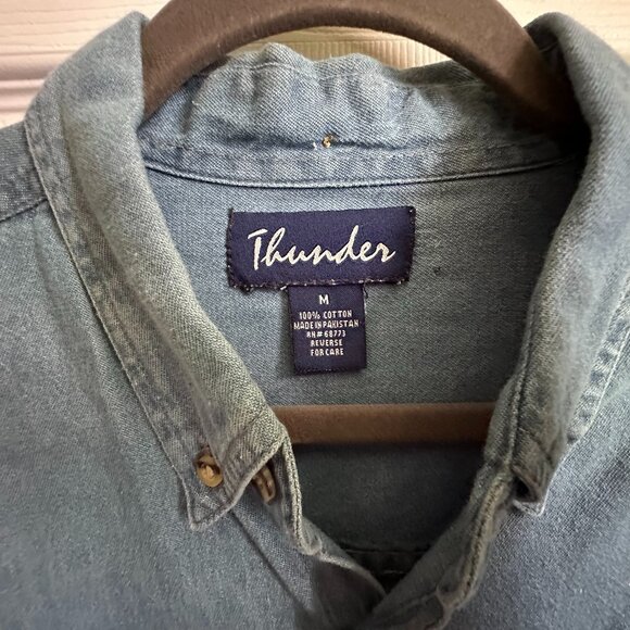 Vintage Women's 2X Denim Shirt Front & Back DIY 3D Snowman Applique Embroidery - Picture 10 of 11